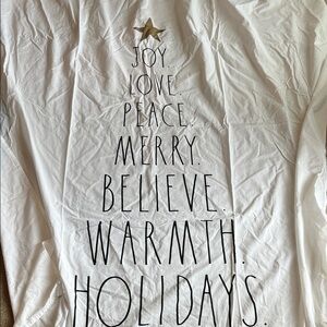 Rae Dunn White Holiday Tree Shower Curtain with Gold Star